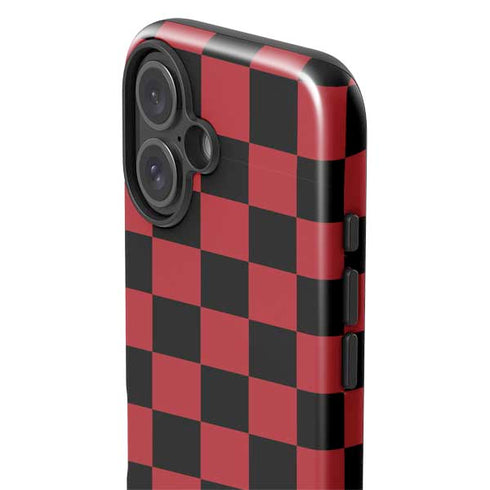 Red and Black Checkerboard iPhone 16 Plus Impact Case